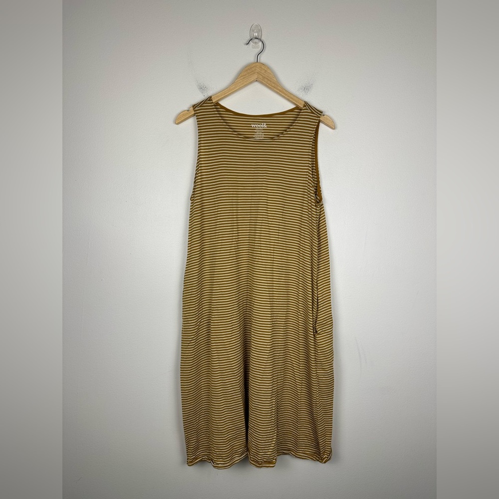 Wool& Camellia Tank Wool Striped Pockets Midi Dress Women’s Sz XL Long - Picture 3 of 6